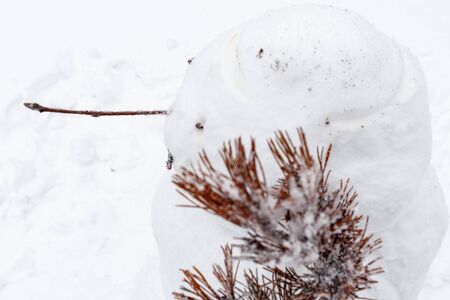 Cup of coffe on table with snowの写真素材