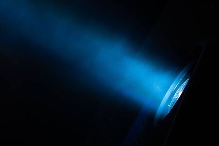 Blue cone or beam of light from a projectorの写真素材
