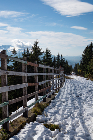 Hiking track in Bucegi Mountains, Southern Carpathians, Romaniaの写真素材
