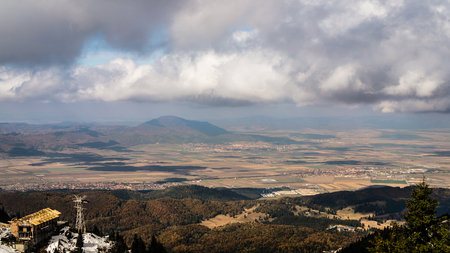 Autumn landscape. View from Carpathian Mountains, Transylvania, Romania.の写真素材