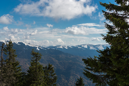 Mountain landscape from Postavarul Massif, Romanian Carpathiansの写真素材