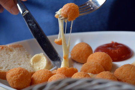 Breaded mozzarella cheese balls.Arancine.Italian food.の写真素材