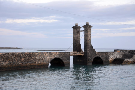 Cityscape from capital Arrecife of Lanzarote Canary Islands, Spain.の写真素材