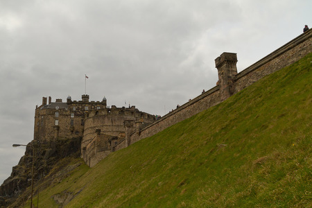 Edinburgh Scotland  circa March 2013: A view from the exterior of Edinburgh Castle on a cloudy dayのeditorial素材