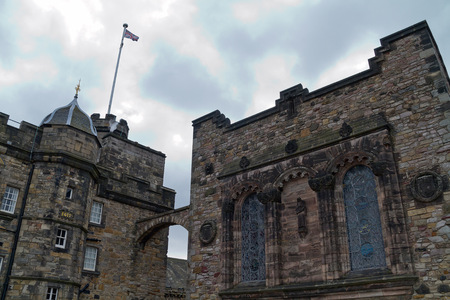 Edinburgh Scotland  circa March 2013: A view from the exterior of Edinburgh Castle on a cloudy dayのeditorial素材
