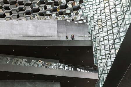 Reykjavik, Iceland, May 2014: An interior view of the Harpa Concert Hall and Conference Centreのeditorial素材