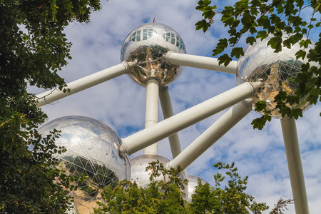 Brussels, Belgium - August 2013: The Atomium during the day. The Atomium is a building in Brussels originally constructed for Expo '58, the 1958 Brussels World's Fairのeditorial素材