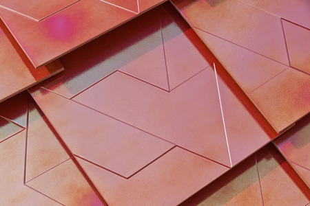 MILAN, ITALY - September 2015: : Architectural view of Vanke Pavilion at World Expo 2015 in Milan, realized with red ceramic. Pavilion designed by Daniel Libeskind Studioのeditorial素材