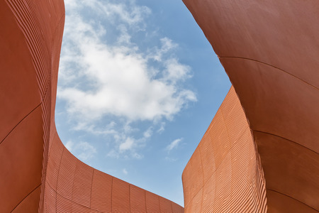 MILAN, ITALY - September 2015: Architectural detail of United Arab Emirates pavilion at World Expo, universal exposition on the theme of Feeding the Planet Energy for Life. Pavilion designed by Fosters and Partnersのeditorial素材