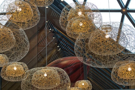 MILAN, ITALY - September 2016: Interior Perspective of Belgian Pavilion at World Expo 2015 in Milan, detailed view of lightsのeditorial素材