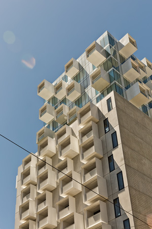 Melbourne, Australia - February 2015: Upper House apartments in Swantston Street, Carlton designed...