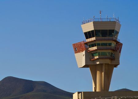 Picture of the control tower t the airport Las Palmas in Gran Canariaの写真素材