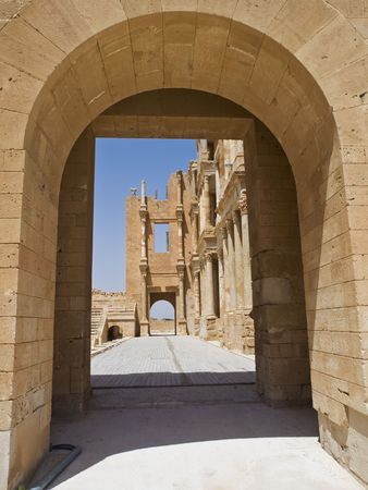Gate from antic theater in libyan Sabrathaの写真素材