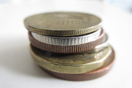 Stacked coins macroの写真素材