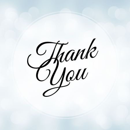 Thank you card with white bokeh backgroundの写真素材