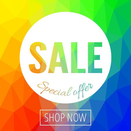 Sale banner template with low poly vector background. Special offers and discounts promotion. vector illustration.のイラスト素材