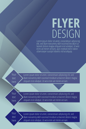 Brochure vector flyer design template in blue color illustration.のイラスト素材