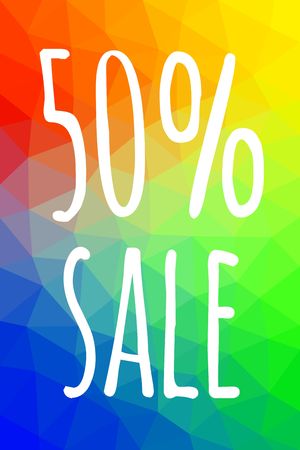 Sale banner template with low poly vector background. Special offers and discounts promotion. vector illustration.のイラスト素材
