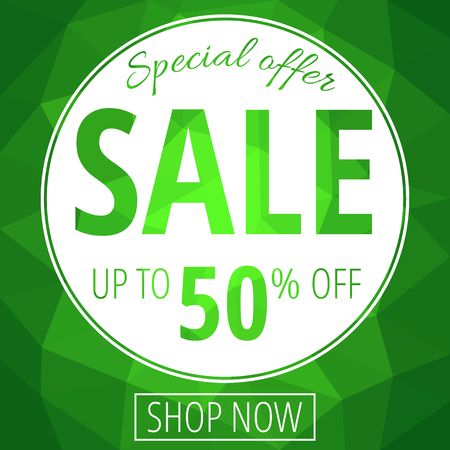 Sale banner template with low poly vector background vector illustration.のイラスト素材