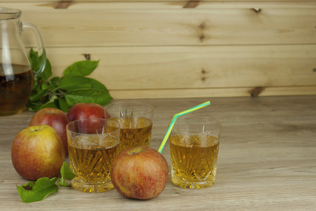 fresh apple juice cool summer refreshment diet drink with vitaminsの写真素材