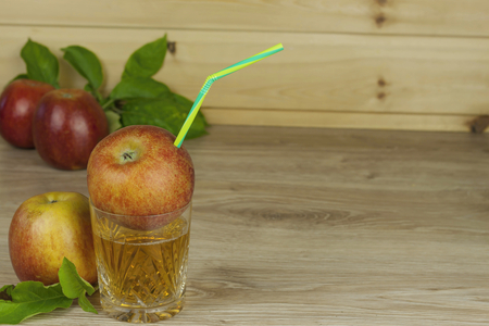 fresh apple juice cool summer refreshment diet drink with vitaminsの写真素材