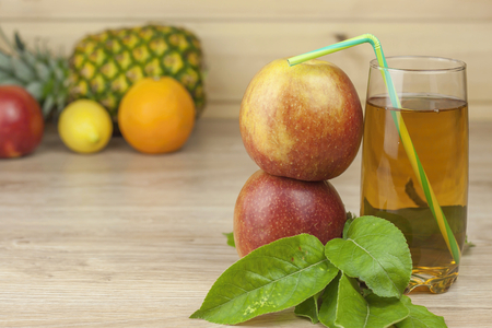 fresh apple juice cool summer refreshment diet drink with vitaminsの写真素材