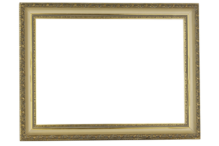 antique golden frame isolated on white backgroundの写真素材