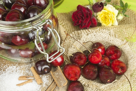 Domestic production of cherry jam.の写真素材