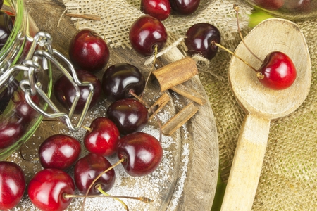 Domestic production of cherry jam.の写真素材
