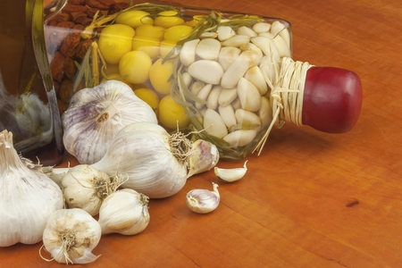 Garlic, aromatic ingredients for flavoring food.の写真素材