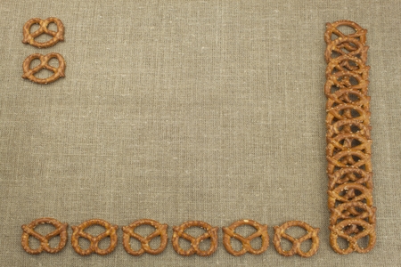 Crispy wheat straw with salt. Pile of pretzel sticks. Entertainment to watch TV.の写真素材