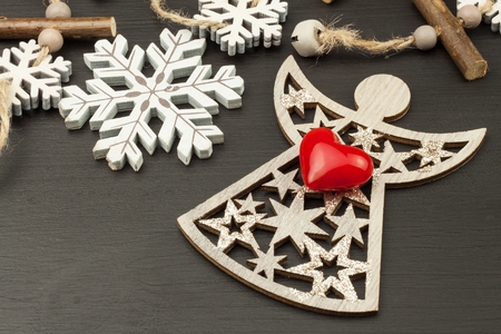 Wishes for Christmas and angel. Decorations for the presents. Preparing for Christmas Eve.の写真素材