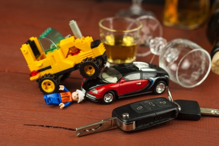 Driving under the influence of alcohol.  Dangerous ride. Alcohol behind the wheel. Drunken driverの写真素材