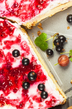Summer Dessert with Currant and Cheesecake Cream.  Healthy pleasureの写真素材