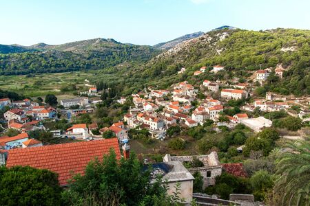 Lastovo old town - Croatia. Houses on island Lastovo. Holiday in Croatia.の写真素材