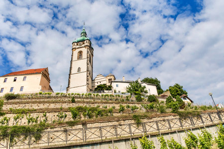 Melnik Castle on the hill above Labe and Vltava River confluence, Czech Republic - Europe. The castle was rebuilt in 1754 into a chateau.のeditorial素材
