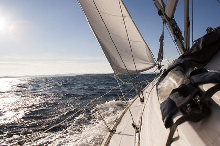 View of Adriatic sea from sailing boat in Croatia