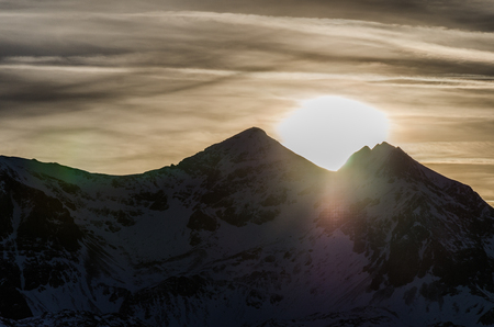 Sunset over Austrian Alpsの写真素材