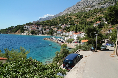 View of sea and Biokovo mountains in Croatiaのeditorial素材