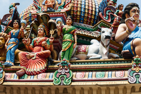 Sculptures on Hindu templeの写真素材