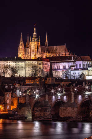 Prague Castle and Charles Bridgeのeditorial素材