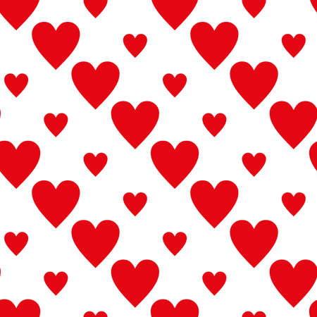 Continuous design of red hearts on white background. Pattern Seamless for Valentine's Day