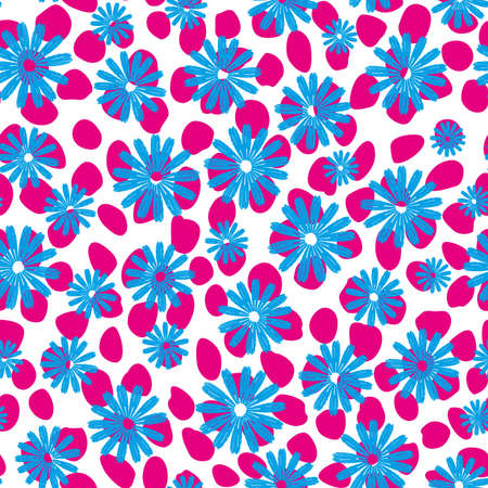 Vector flower seamless on dotted background. Continuous design for textile industryのイラスト素材