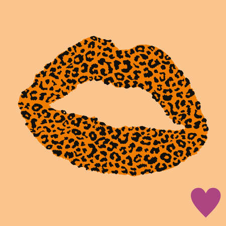 Design for a shirt of a leopard print lips on orange backgroundのイラスト素材