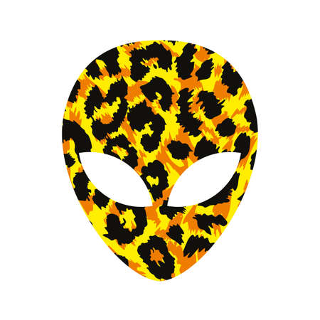 vector illustration of an animal print alien head isolated on white