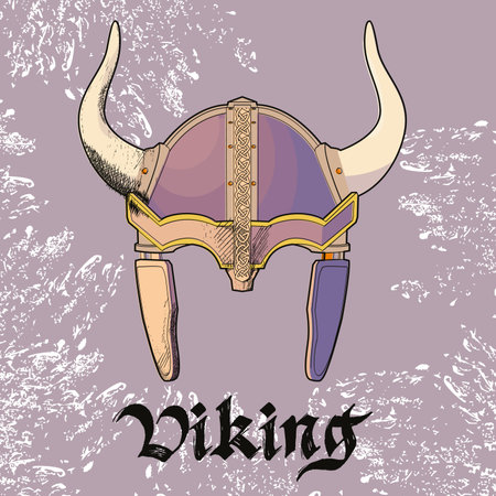 vector illustration of a horned viking helmet and gothic lettersのイラスト素材
