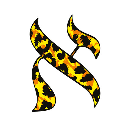 Aleph Lettering Vector illustration of letter aleph with animal print texture on white ...