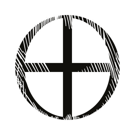 vector illustration of black cross isolated on whiteのイラスト素材
