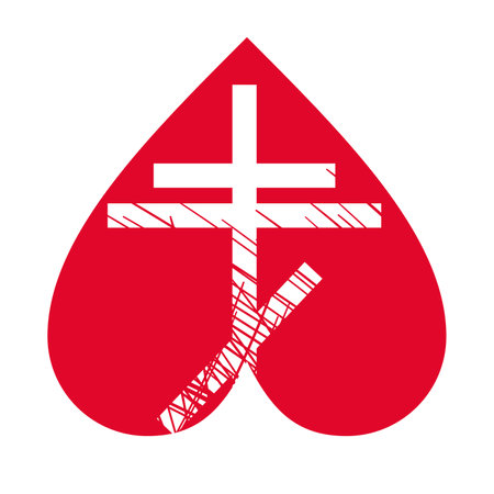 Vector illustration of a white Russian cross on a red dome.のイラスト素材