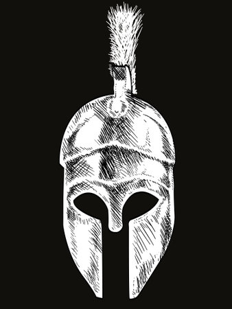 vector illustration of a corinthian helmet isolated on black.のイラスト素材